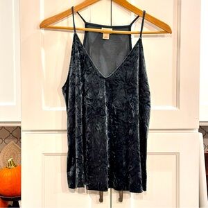 Mossimo Blue Green Crushed Velvet Tank Top Womens S Racerback Dark Fairy Witchy
